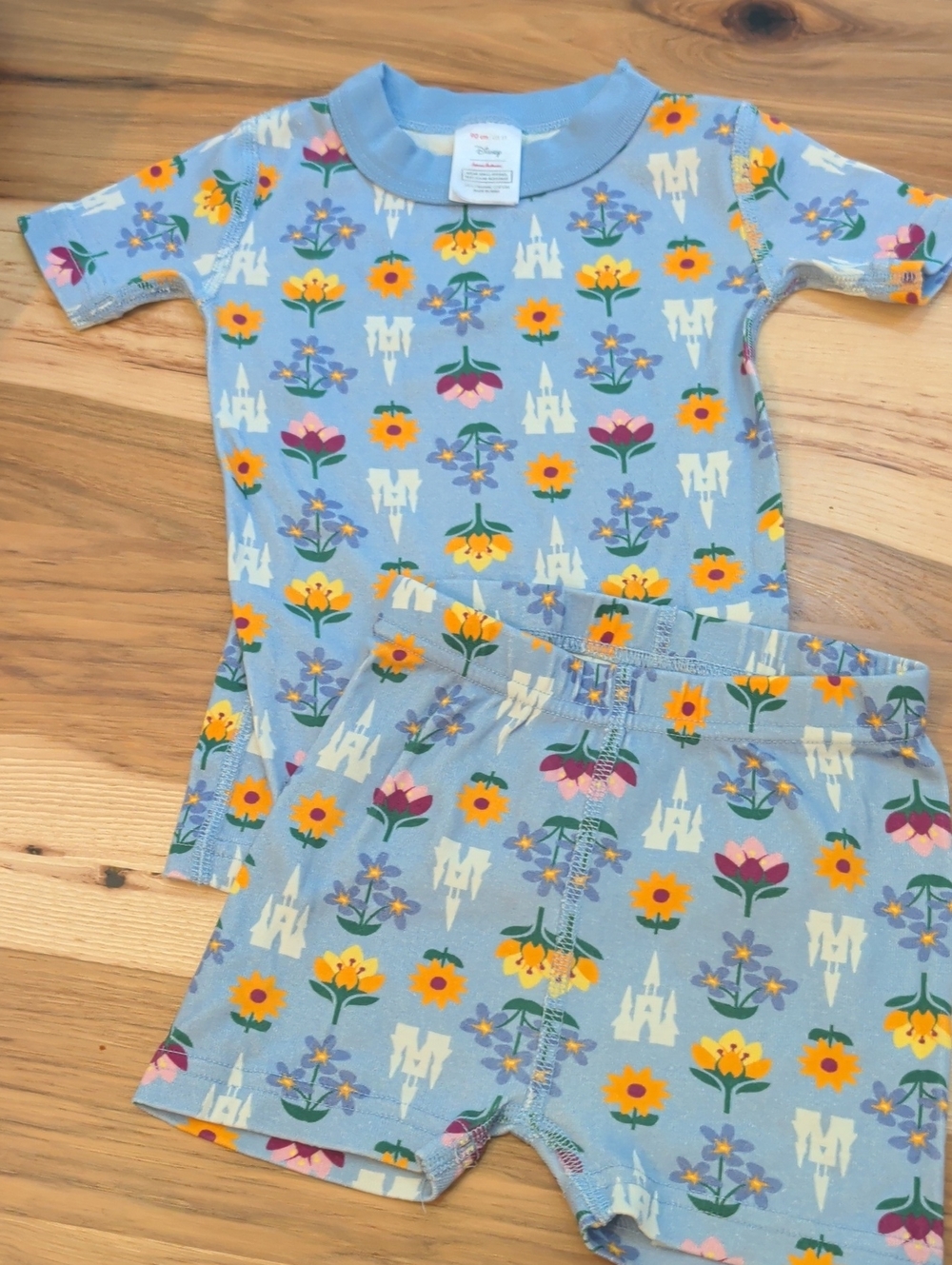Kids Floral Castle Short Sleeve Set - Blue